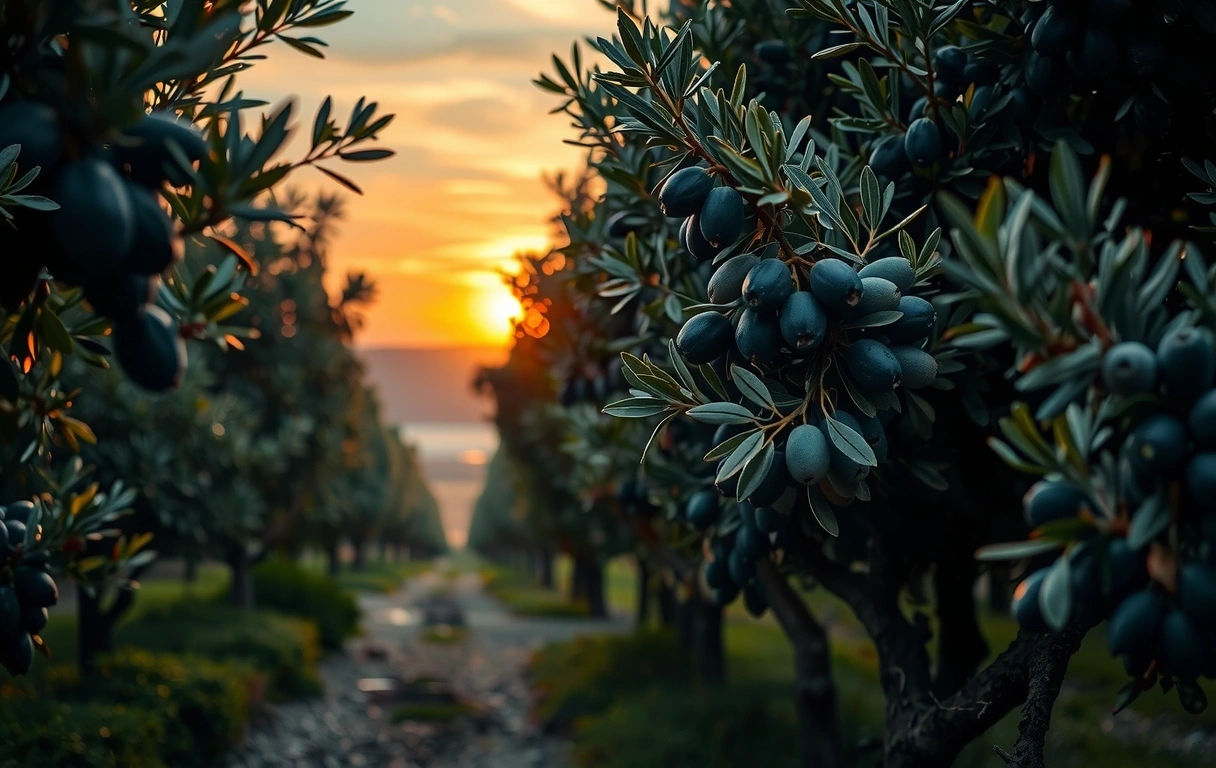 Mediterrane Landschaft bei Dämmerung